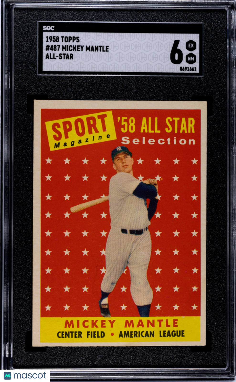 1958 Topps Mickey Mantle #487 All Star SGC 6