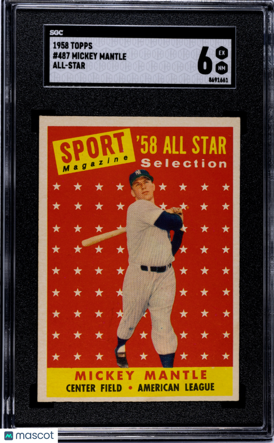 1958 Topps Mickey Mantle #487 All Star SGC 6