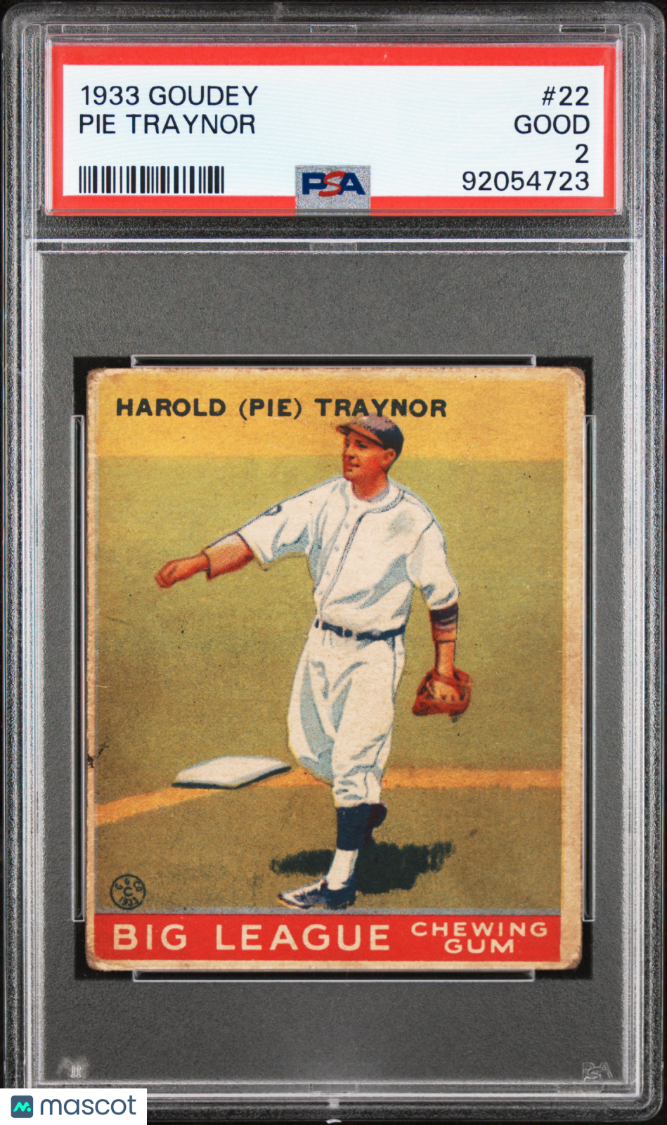 1933 Goudey Pie Traynor #22 PSA 2