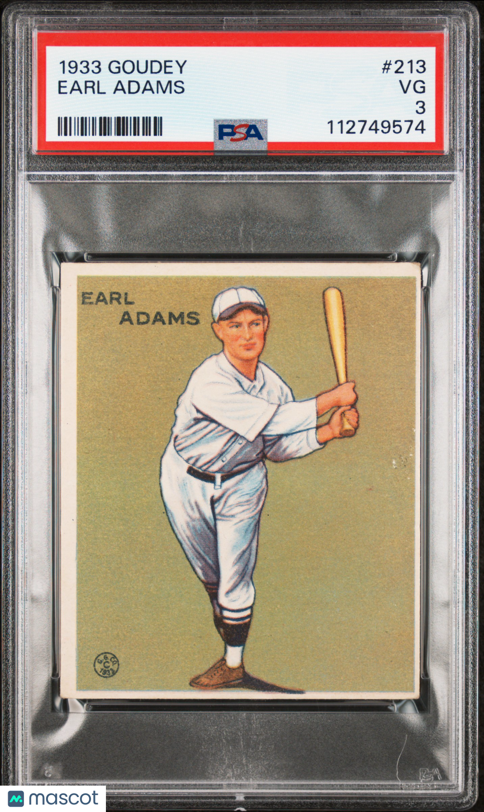1933 Goudey Earl Adams #213 PSA 3