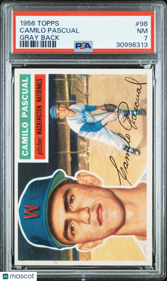 1956 Topps Camilo Pascual #98 Gray Back PSA 7