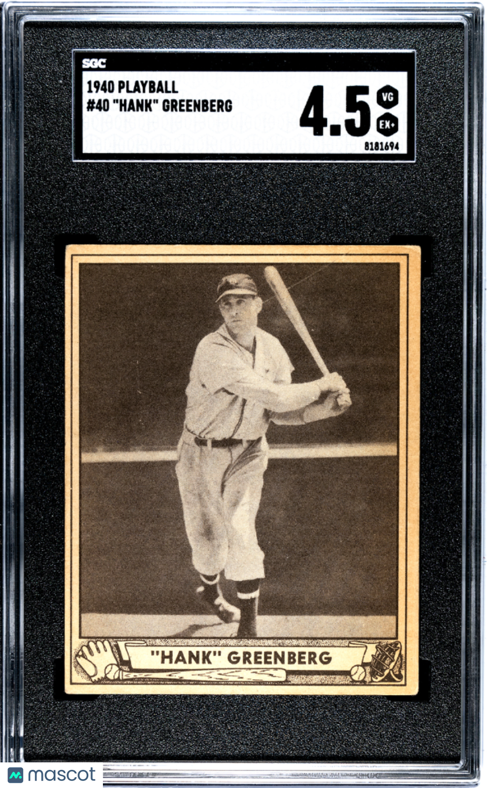 1940 Playball Hank Greenberg #40 SGC 4.5