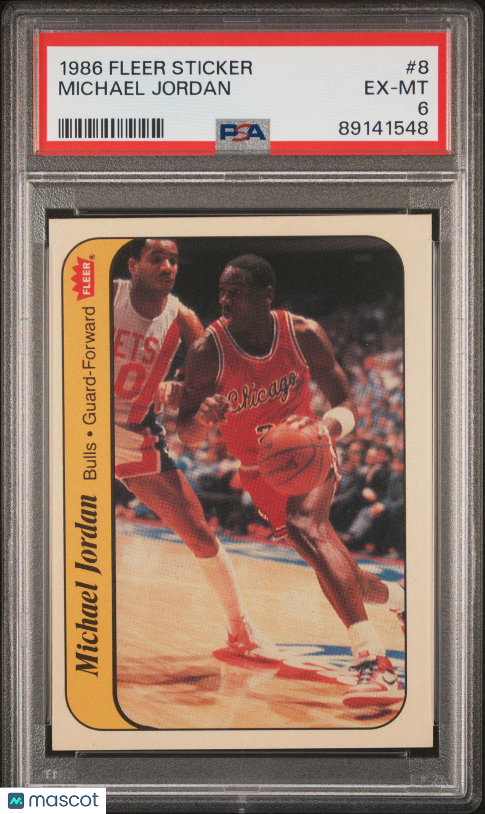 1986 Fleer Sticker Michael Jordan #8 PSA 6