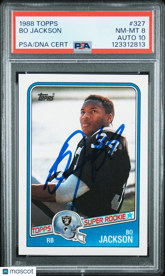 1988 Topps Bo Jackson #327 PSA 8 Auto 10