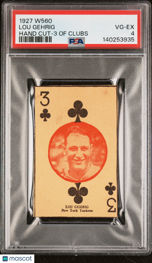 1927 W560 Hand Cut Lou Gehrig 3 Of Clubs PSA 4