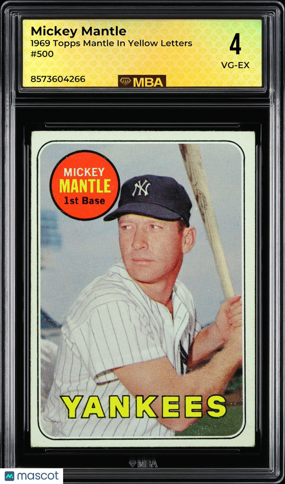 1969 Topps Mickey Mantle #500 Mantle in Yellow Letters MBA 4