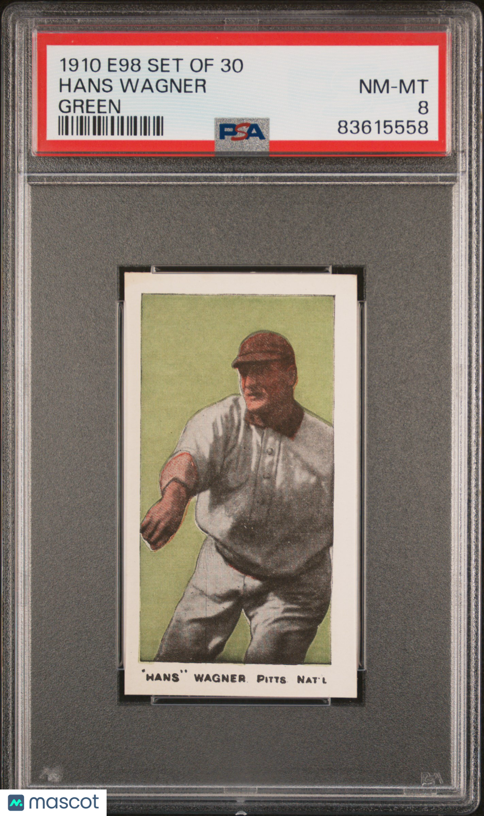 1910 E98 Set Of 30 Hans Wagner Green PSA 8