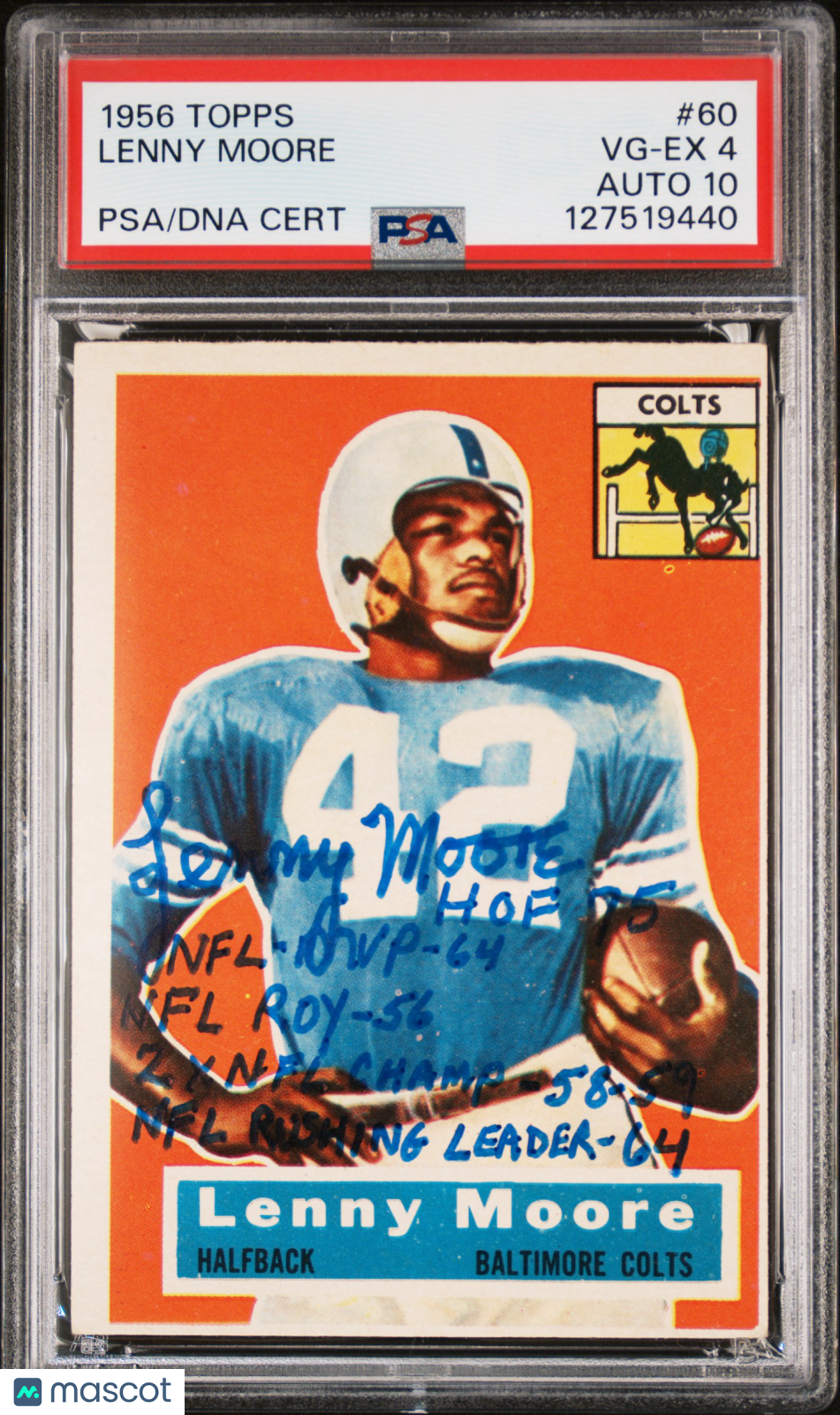 1956 Topps Lenny Moore #60 PSA 4 Auto 10