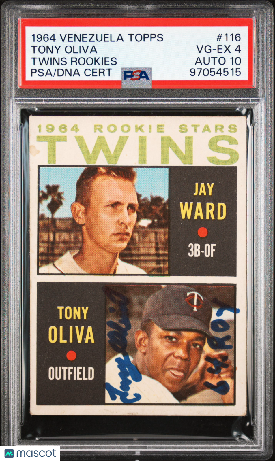 1964 Venezuela Topps Twins Rookies #116 Twins Rookies PSA 4 Auto 10