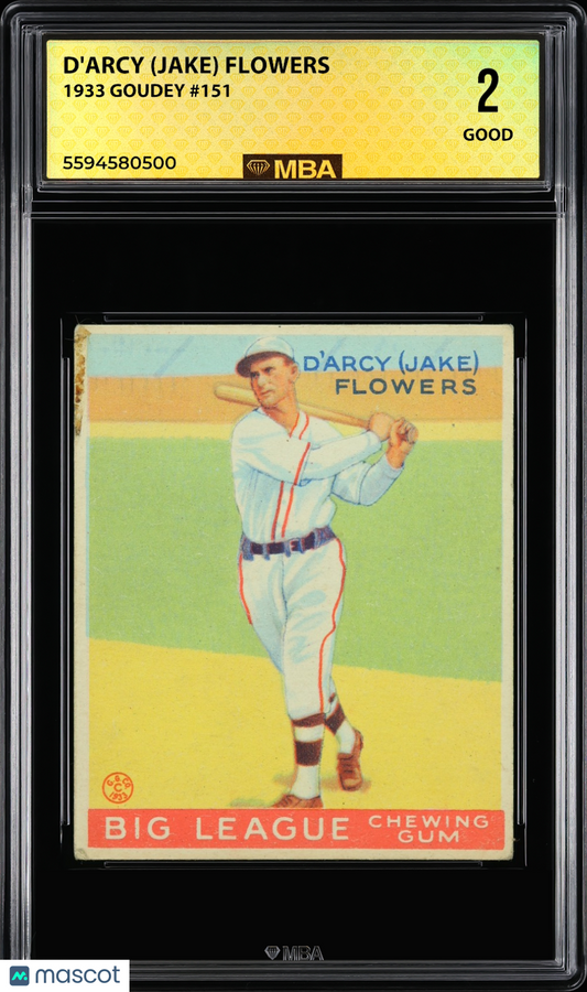 1933 Goudey D'Arcy (Jake) Flowers #151 MBA 2