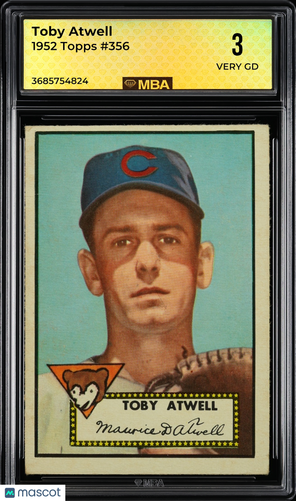 1952 Topps Toby Atwell #356 MBA 3