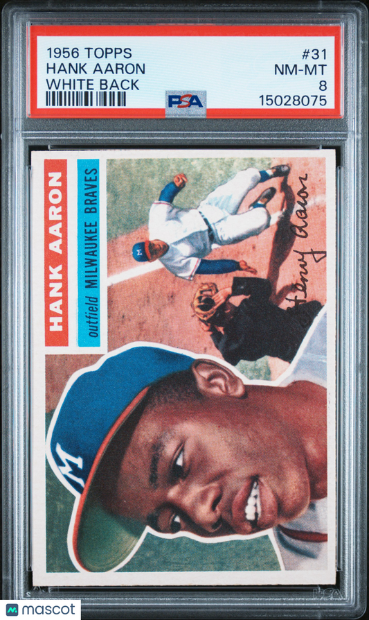 1956 Topps Hank Aaron #31 White Back PSA 8