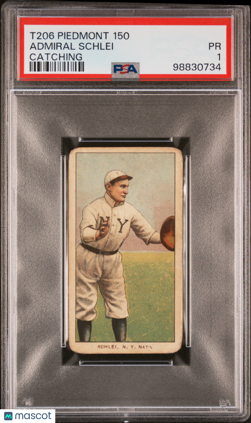 1909-11 T206 Piedmont 150 Admiral Schlei Catching PSA 1