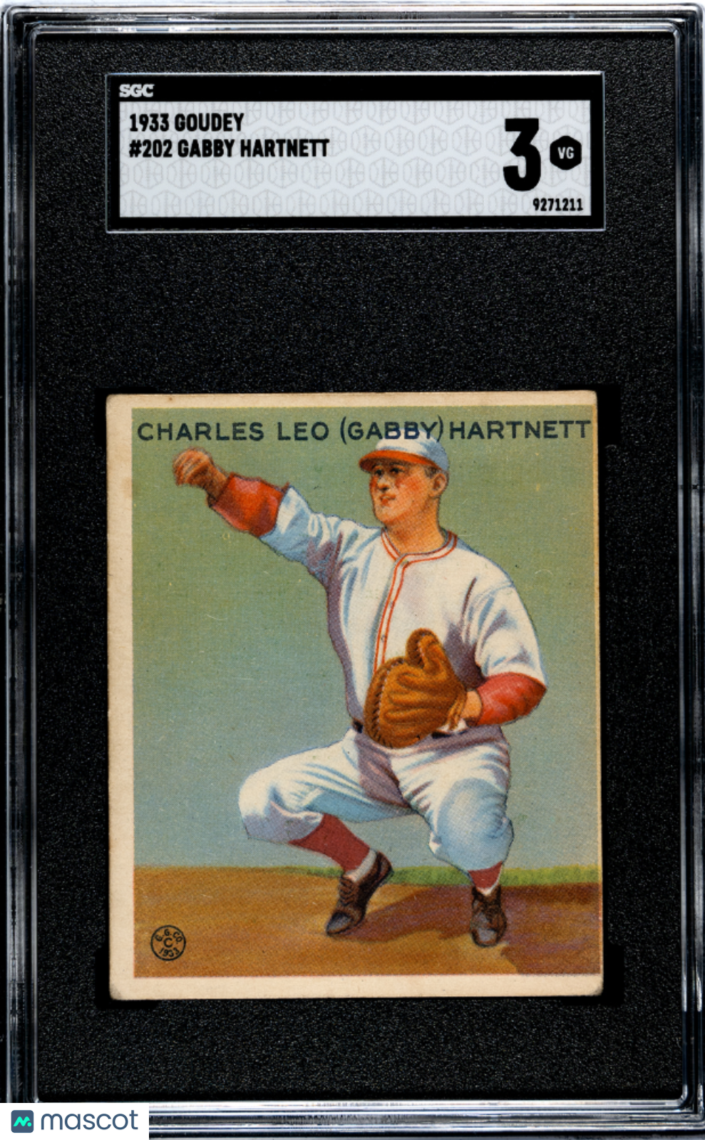 1933 Goudey Gabby Hartnett #202 SGC 3