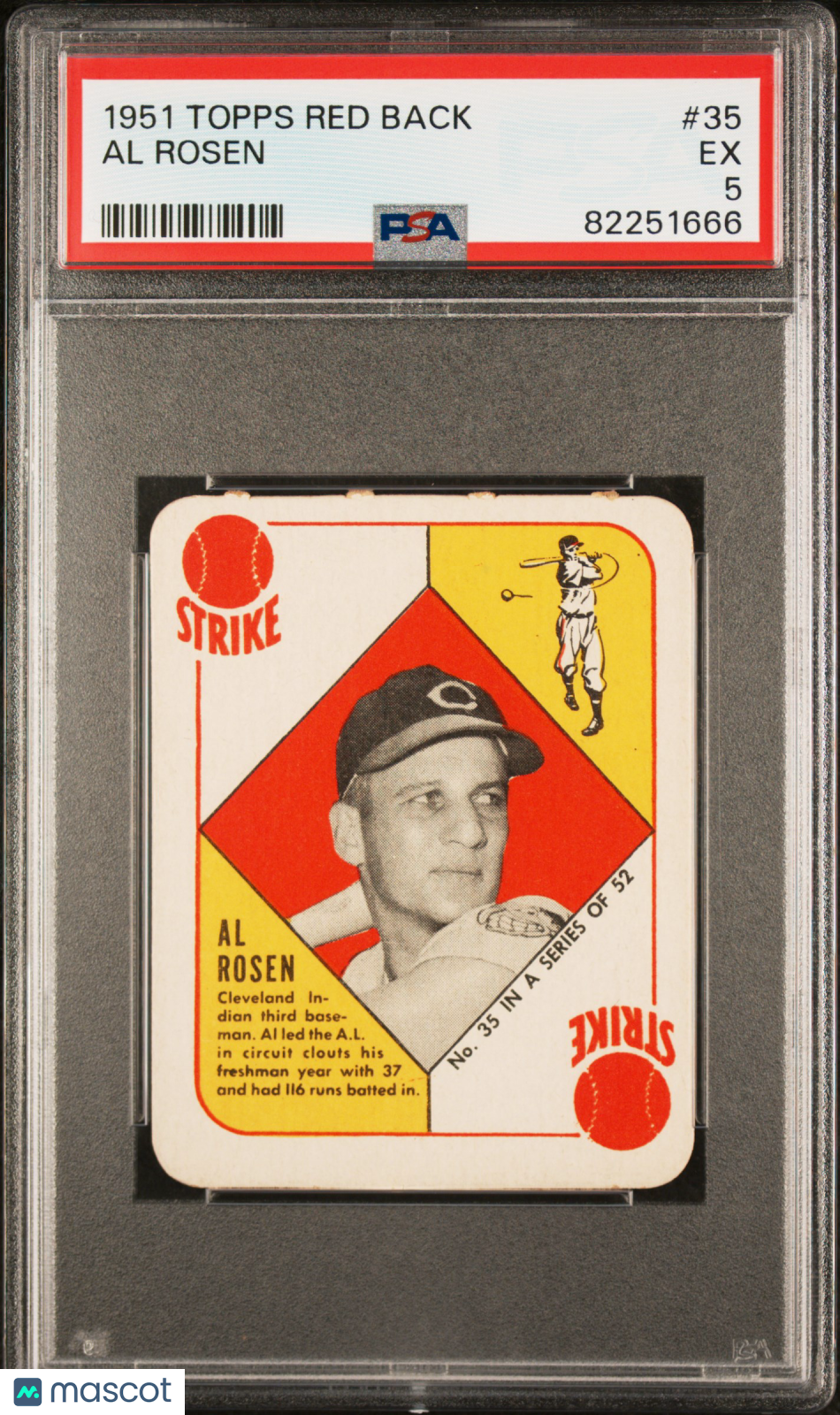 1951 Topps Red Back Al Rosen #35 PSA 5