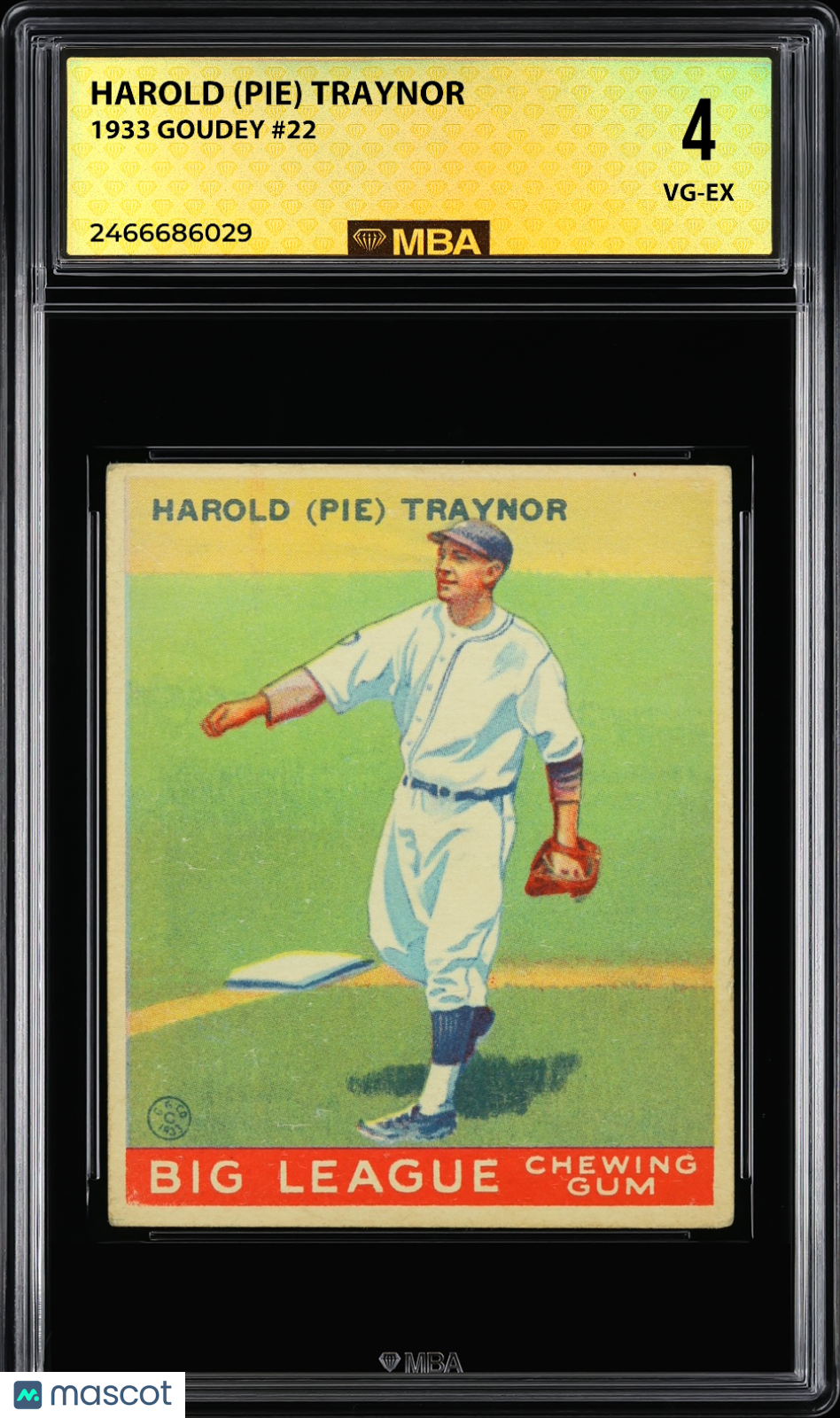 1933 Goudey Harold (Pie) Traynor #22 MBA 4