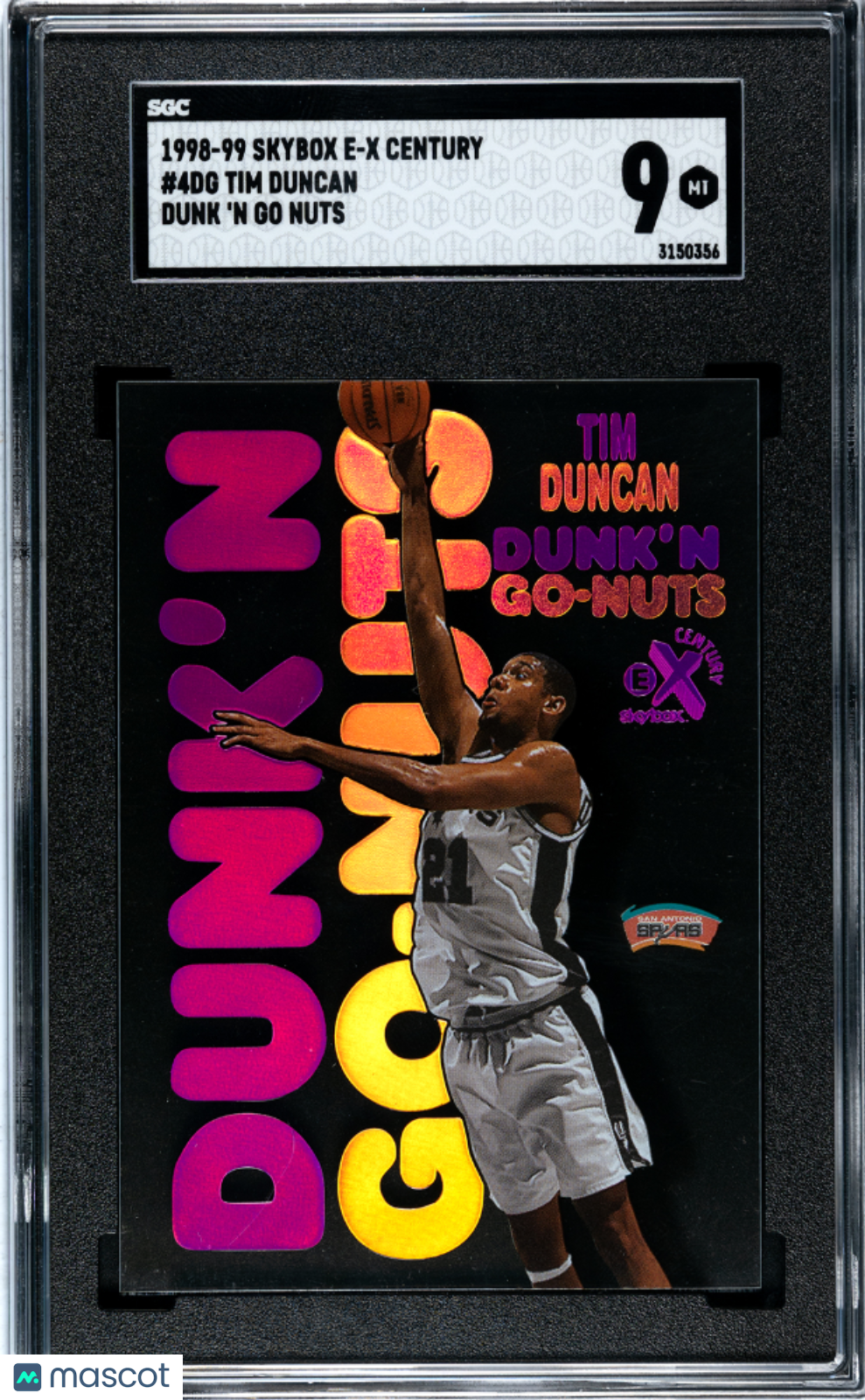 1998 Skybox E-X Century Tim Duncan #4DG Dunk 'N Go Nuts SGC 9