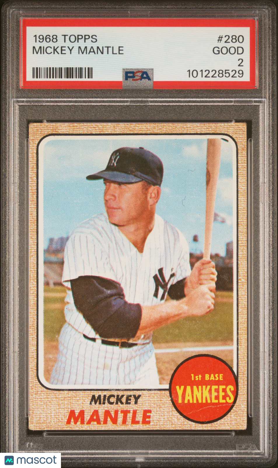 1968 Topps Mickey Mantle #280 PSA 2