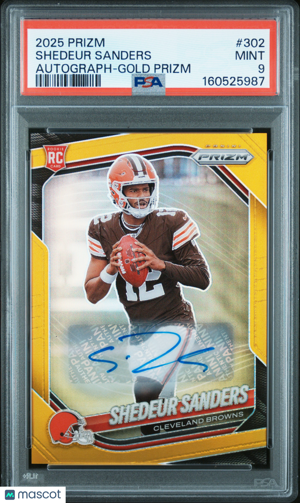 2025 Panini Prizm Shedeur Sanders #302 Autograph Gold PSA 9