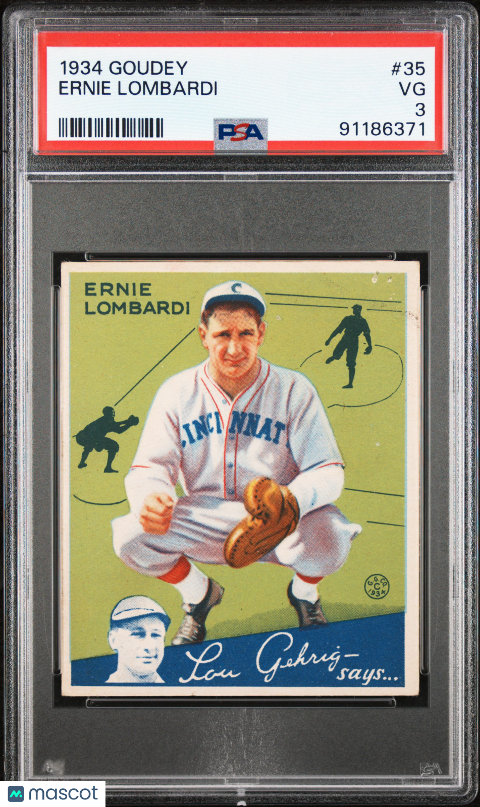 1934 Goudey Ernie Lombardi #35 PSA 3