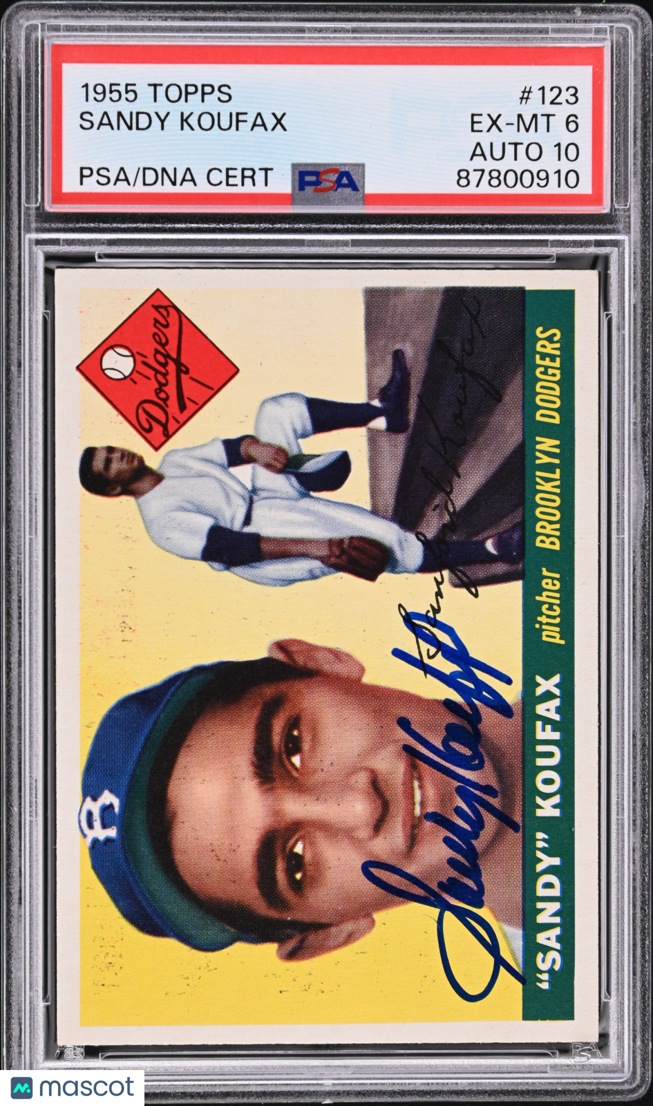 1955 Topps Sandy Koufax #123 PSA 6 Auto 10