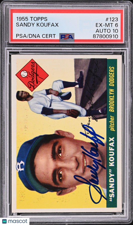 1955 Topps Sandy Koufax #123 PSA 6 Auto 10