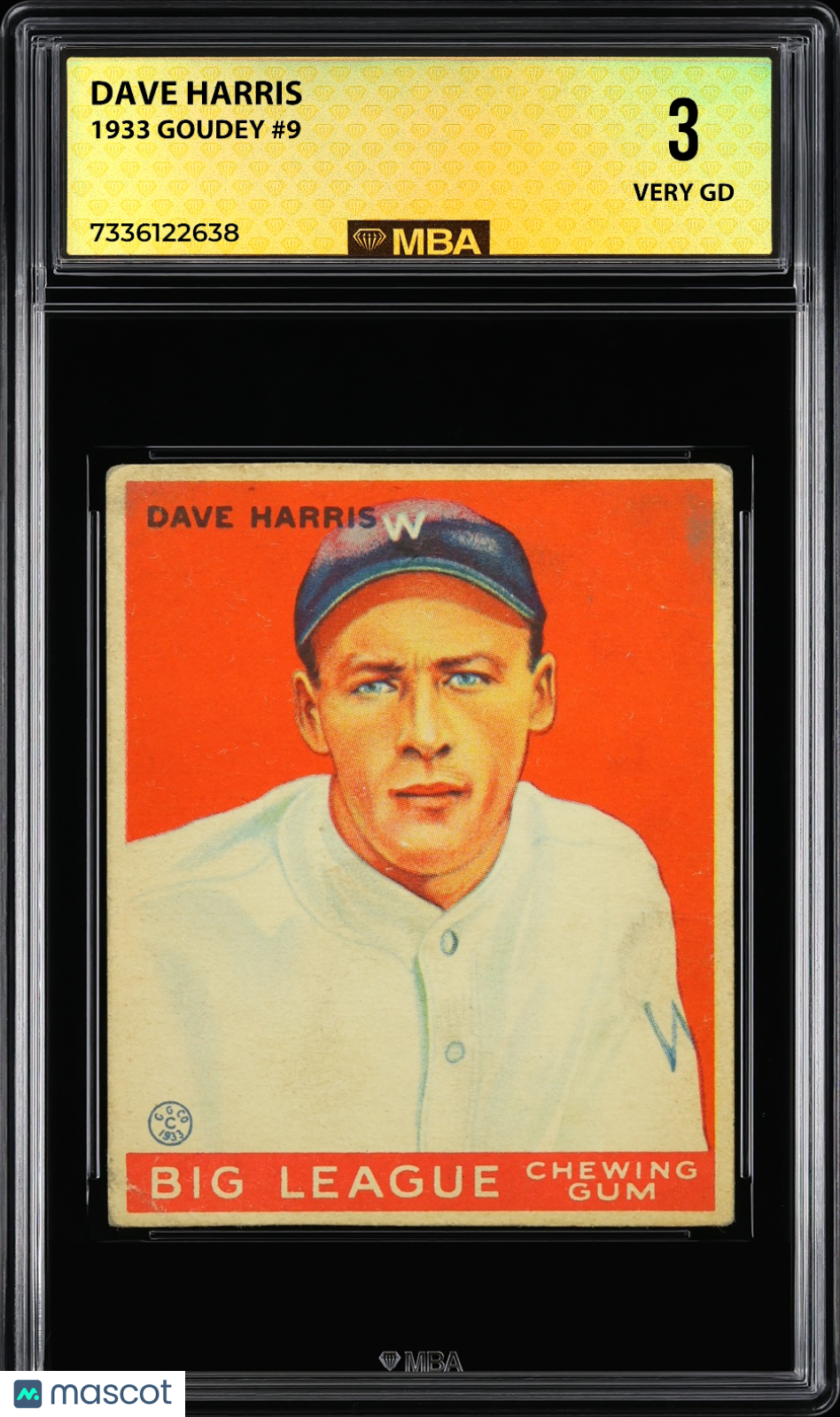 1933 Goudey Dave Harris #9 MBA 3