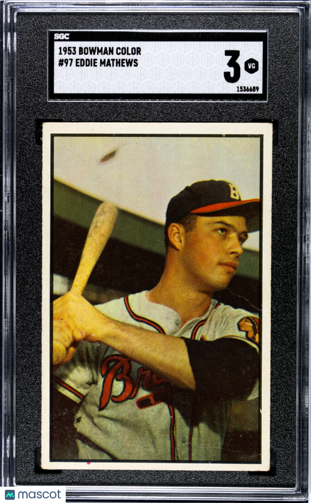 1953 Bowman Color Eddie Mathews #97 SGC 3