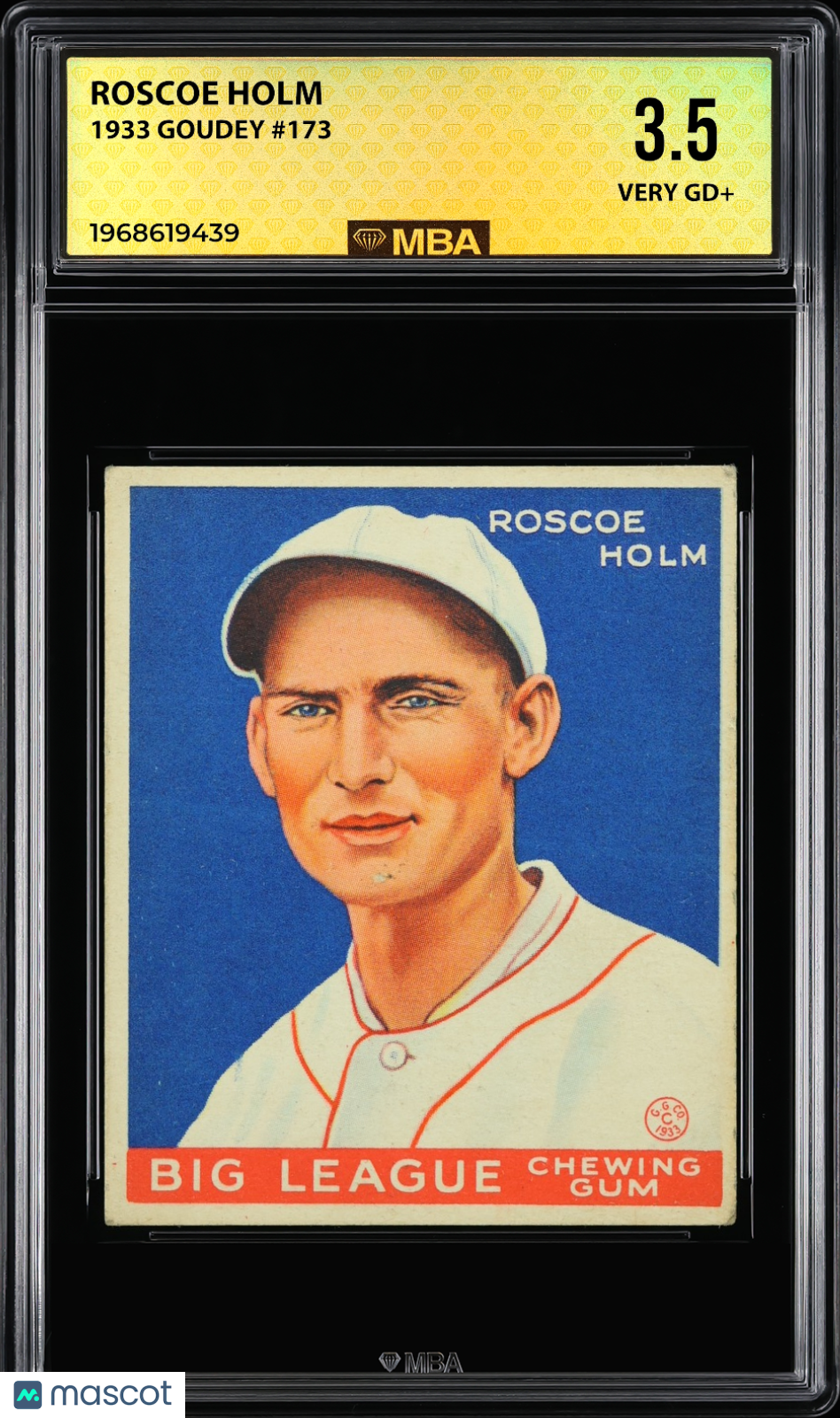 1933 Goudey Roscoe Holm #173 MBA 3.5