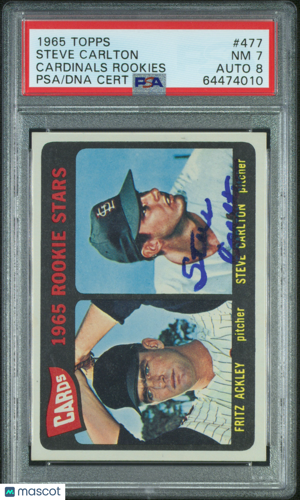 1965 Topps Cardinals Rookies #477 Cardinals Rookies PSA 7 Auto 8