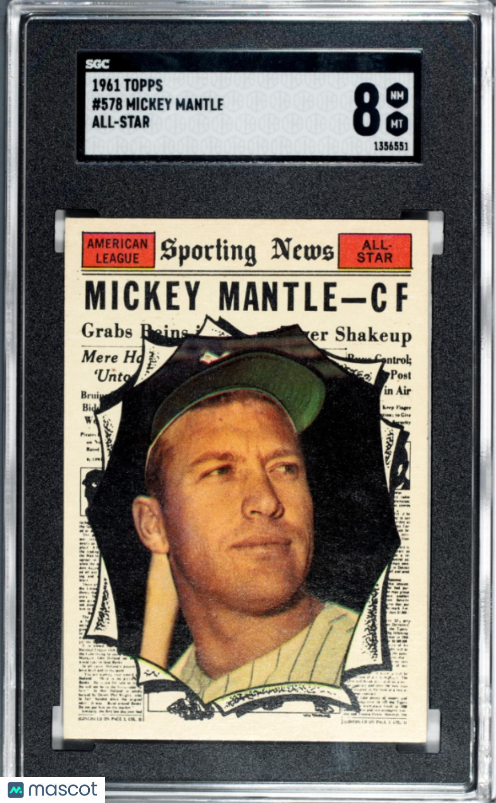 1961 Topps Mickey Mantle #578 All Star SGC 8