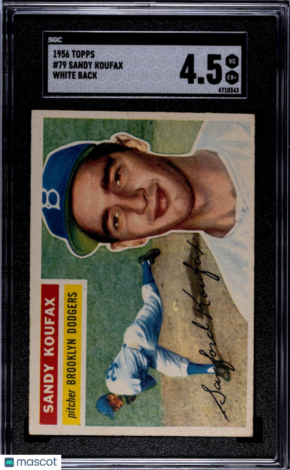 1956 Topps Sandy Koufax #79 White Back SGC 4.5