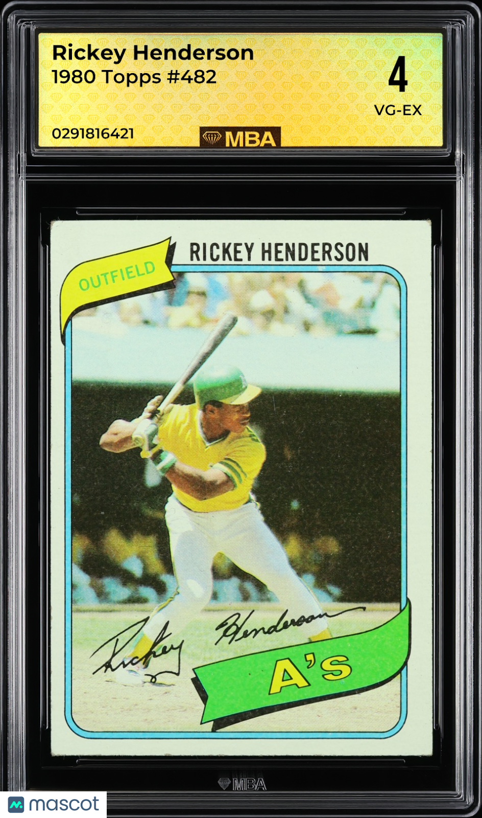 1980 Topps Rickey Henderson #482 MBA 4 RC