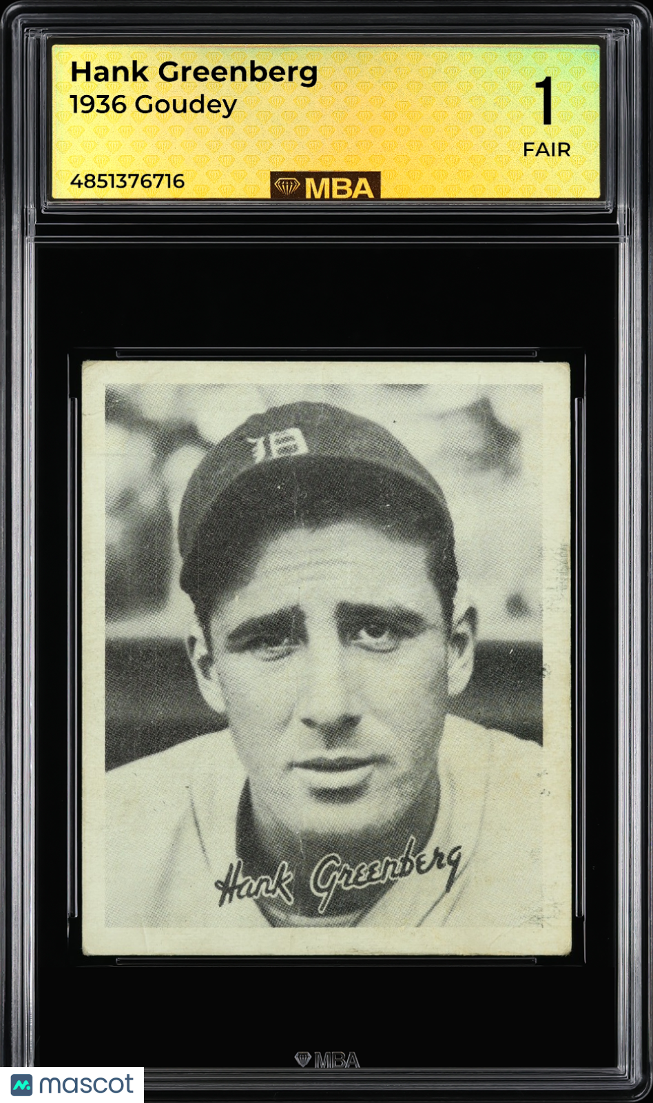1936 Goudey Hank Greenberg MBA 1