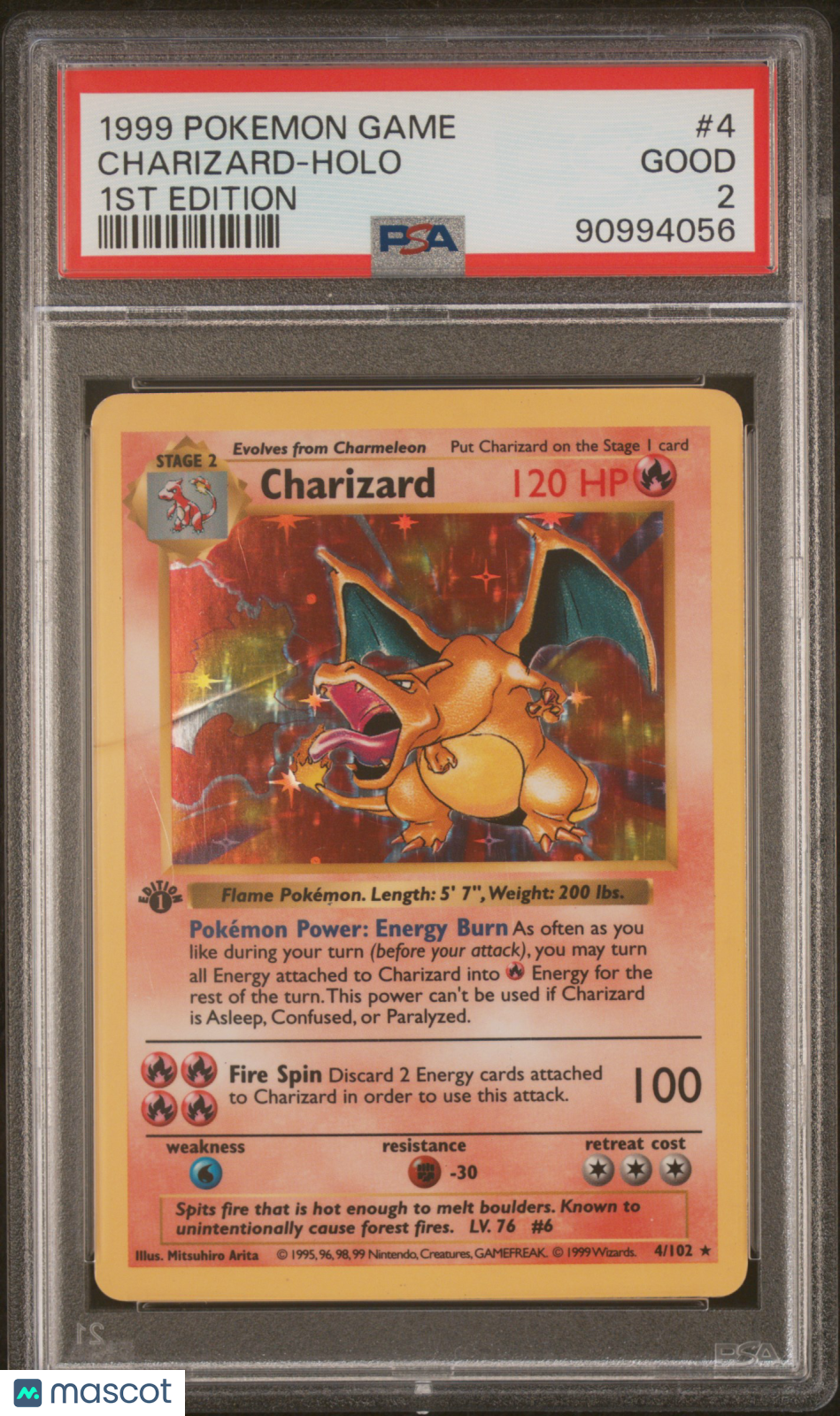 1999 Pokemon Game Charizard Holo 1st Edition PSA 2 #4