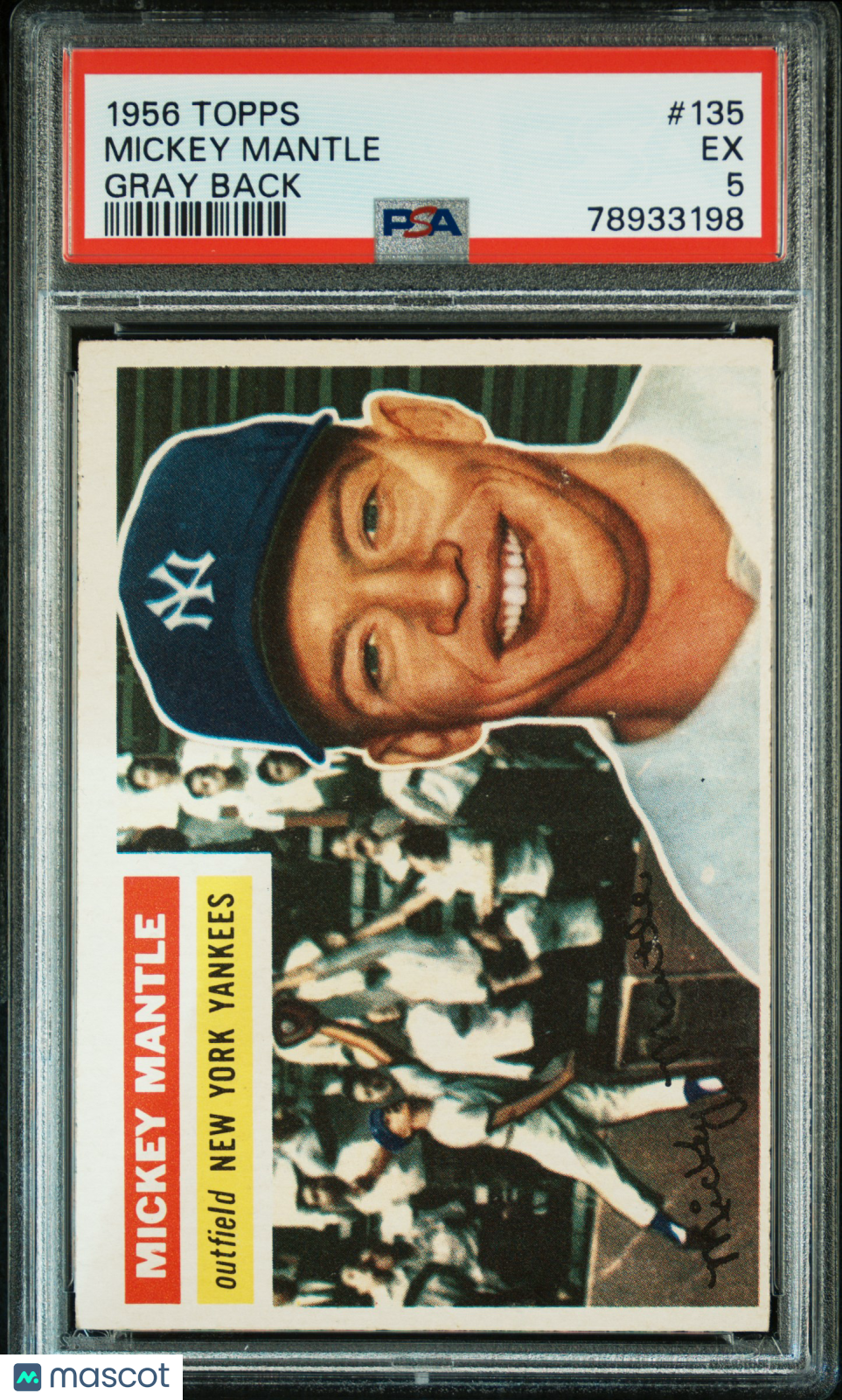 1956 Topps Mickey Mantle #135 Gray Back PSA 5