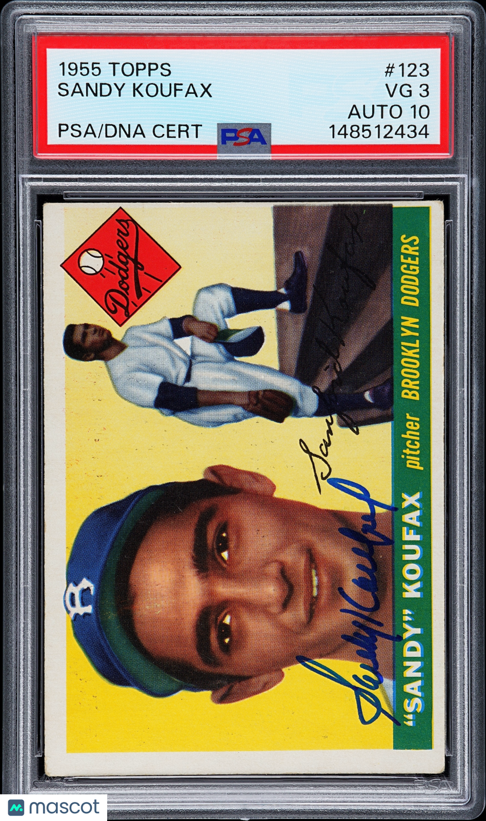 1955 Topps Sandy Koufax #123 PSA 3 Auto 10