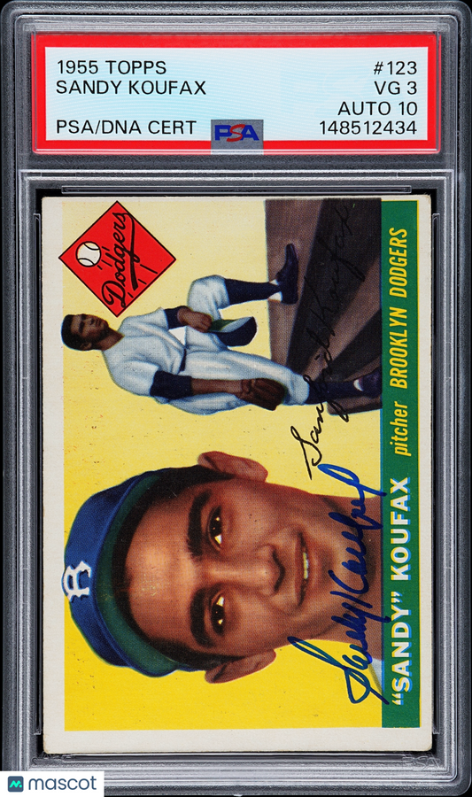 1955 Topps Sandy Koufax #123 PSA 3 Auto 10