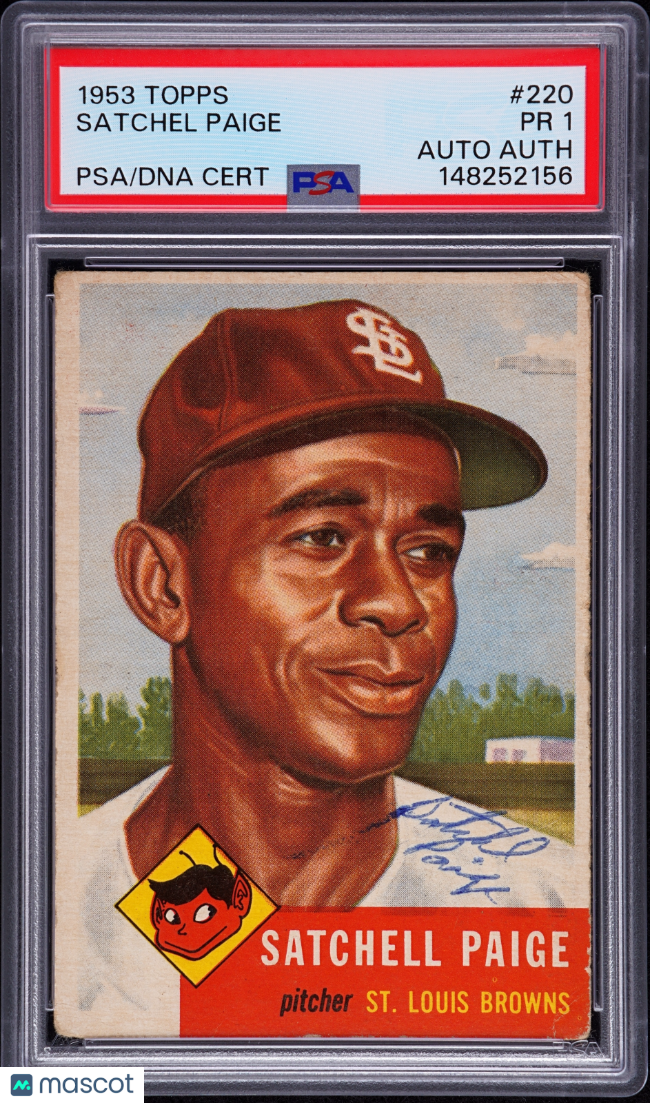 1953 Topps Satchell Paige #220 PSA 1 Auto A