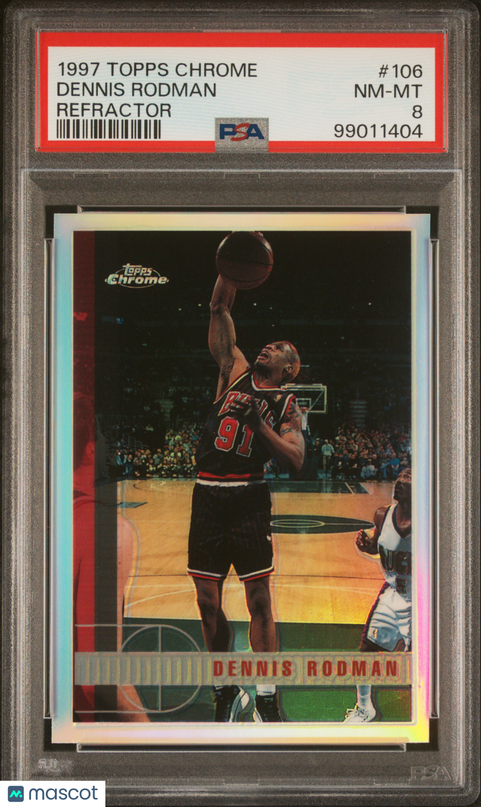 1997 Topps Chrome Dennis Rodman #106 Refractor PSA 8