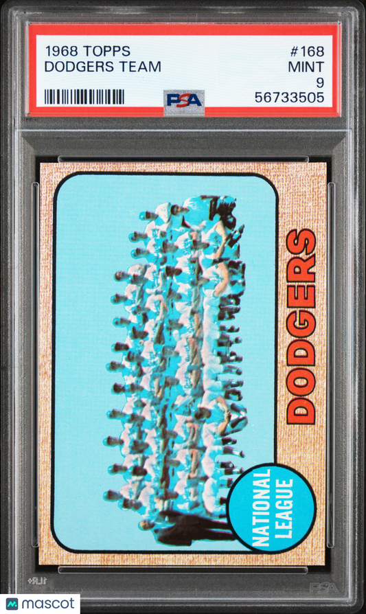 1968 Topps Dodgers Team #168 PSA 9