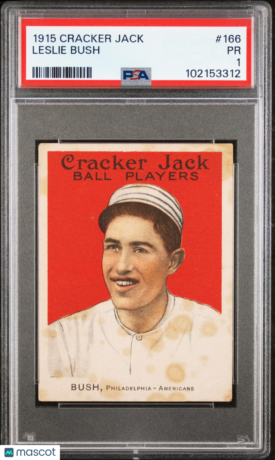 1915 Cracker Jack Leslie Bush #166 PSA 1