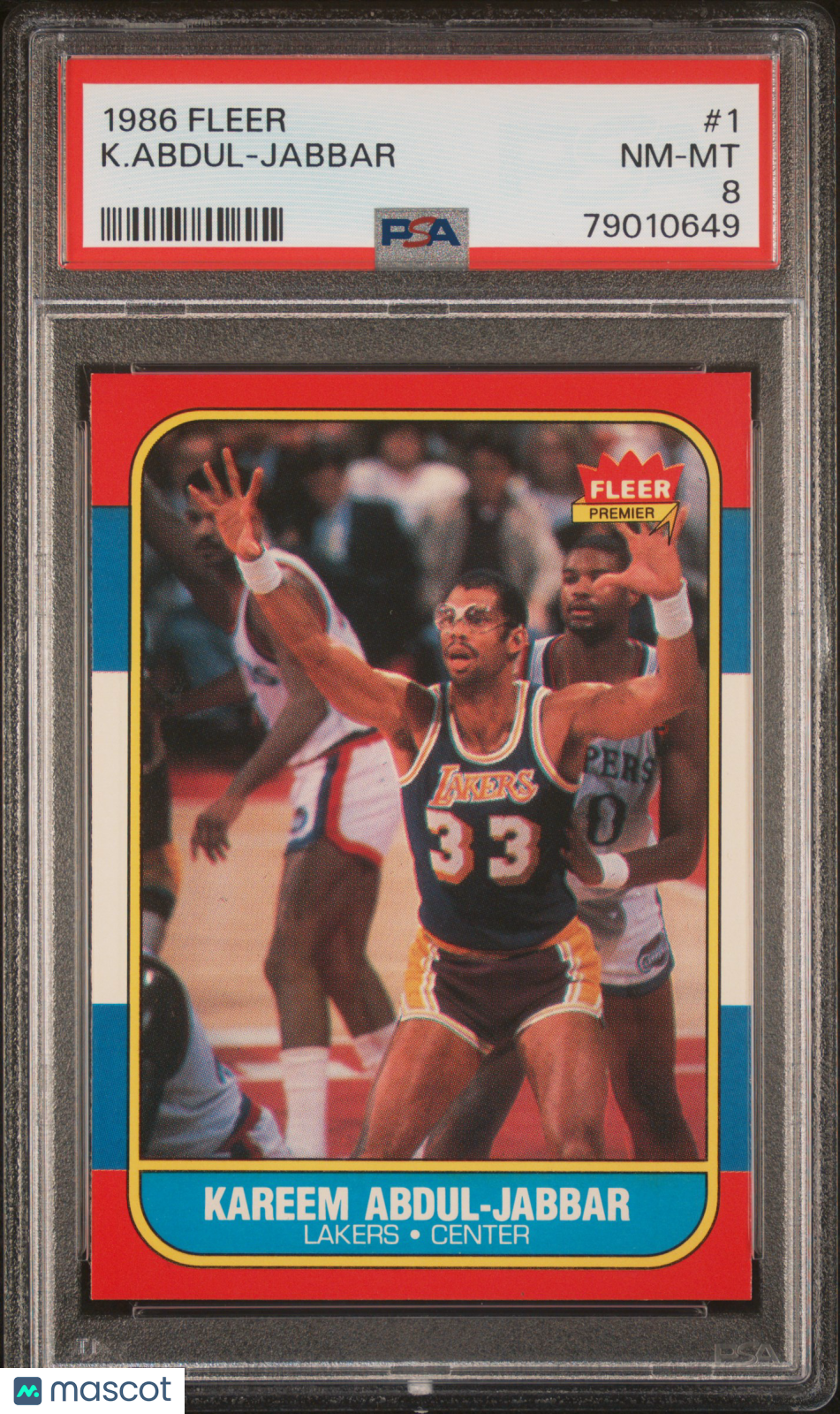 1986 Fleer Kareem Abdul-Jabbar #1 PSA 8