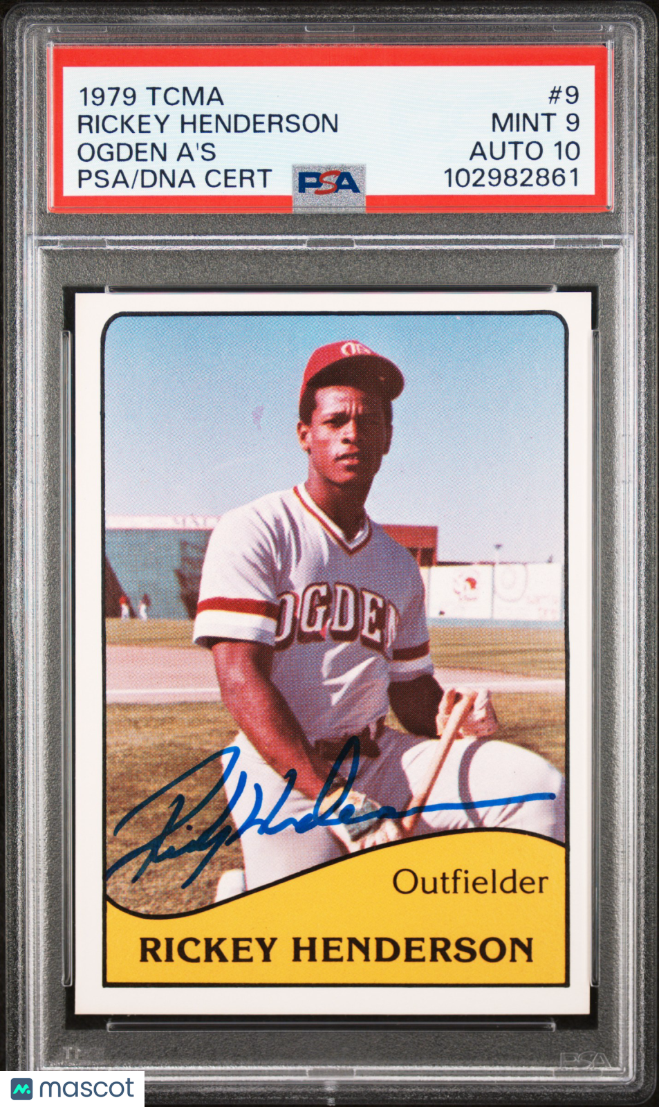 1979 Tcma Ogden A's Rickey Henderson #9 PSA 9 Auto 10