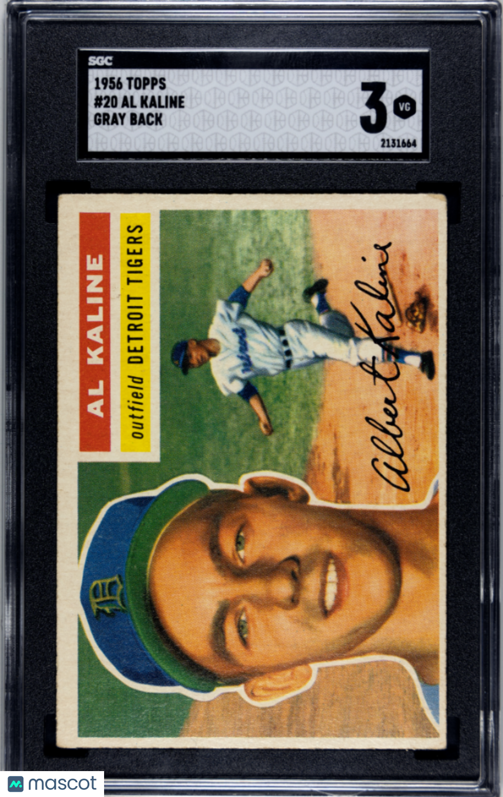 1956 Topps Al Kaline #20 Gray Back SGC 3