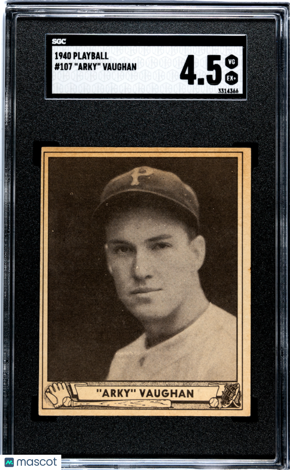 1940 Playball Arky Vaughan #107 SGC 4.5