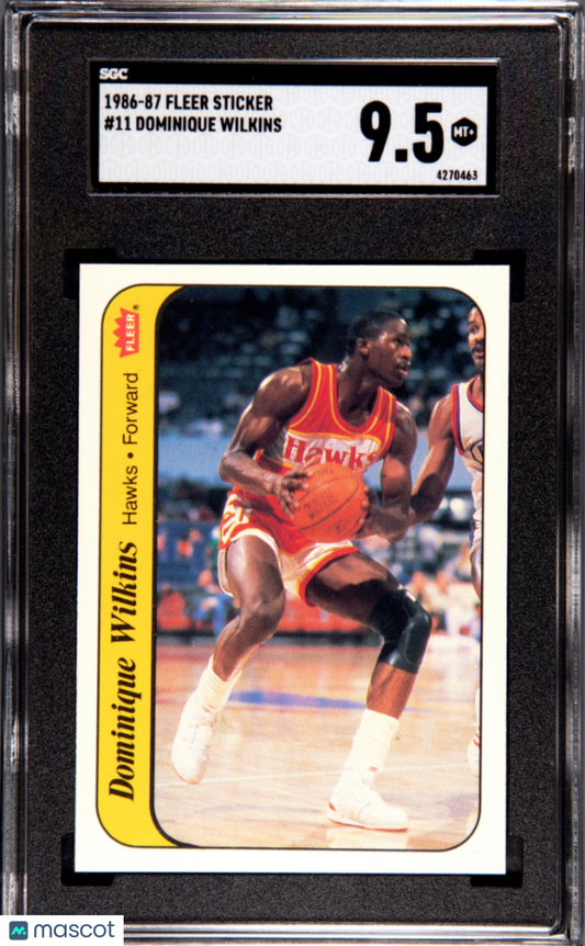 1986 Fleer Sticker Dominique Wilkins #11 SGC 9.5