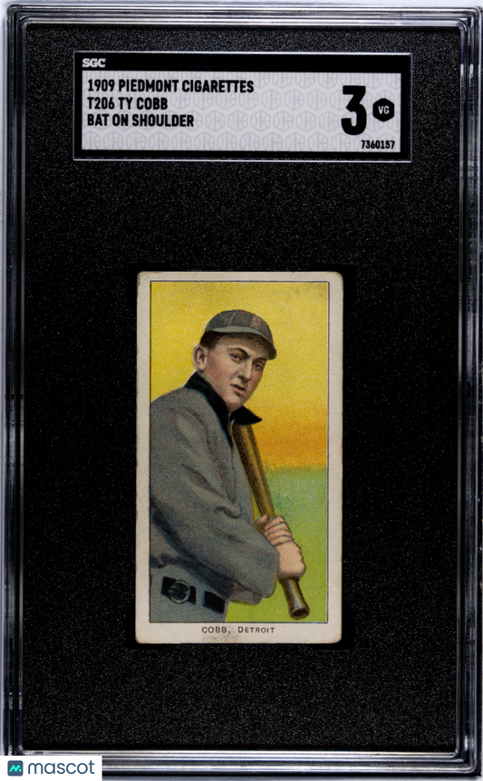 1909 Piedmont Cigarettes (T206) Ty Cobb Bat Shoulder SGC 3