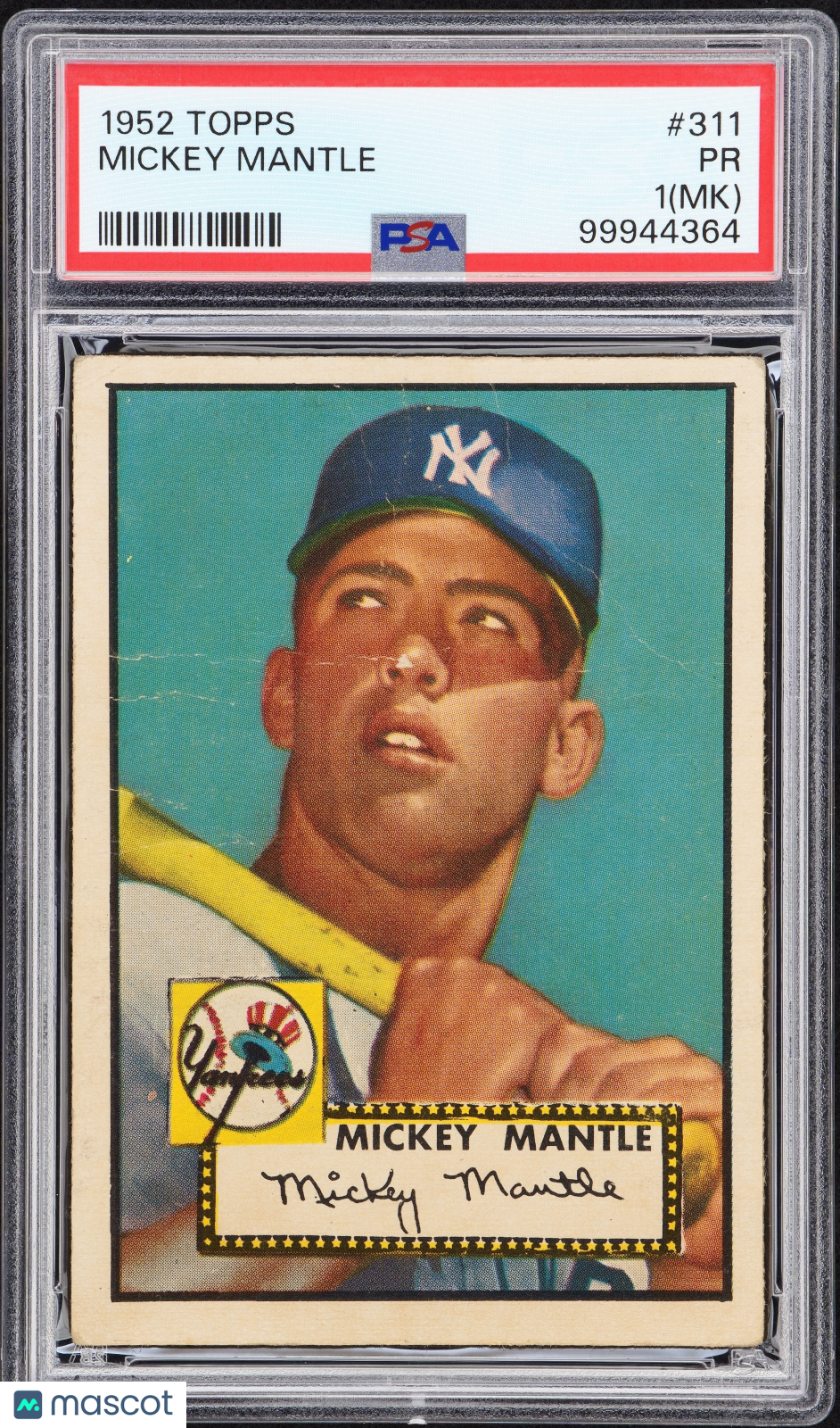 1952 Topps Mickey Mantle #311 MK PSA 1