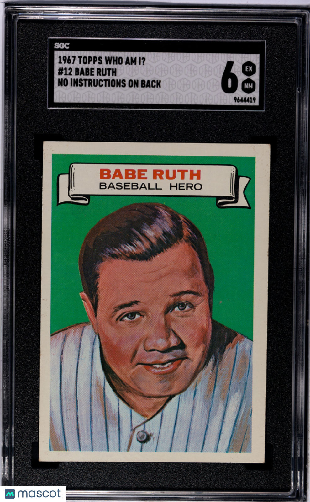 1967 Topps Who Am I? Babe Ruth #12 No Instructions On Back SGC 6